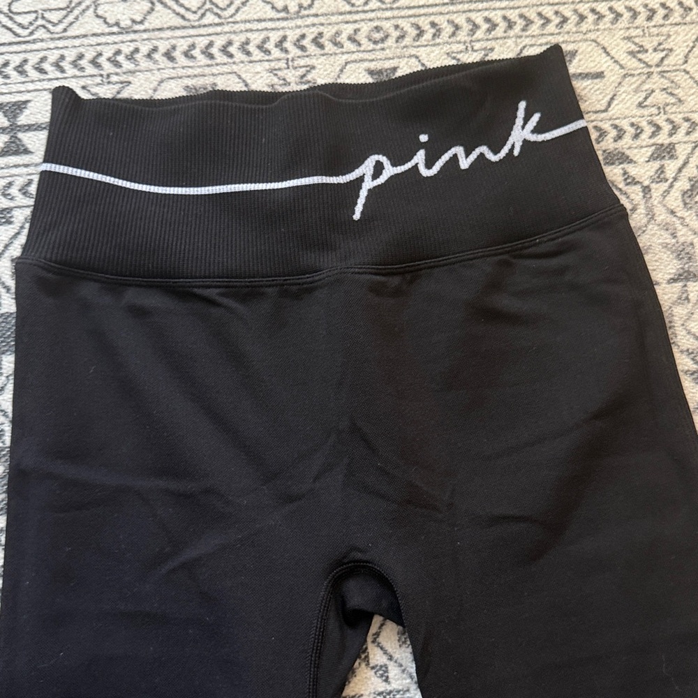 PINK Victoria's Secret Black leggings with White Detail